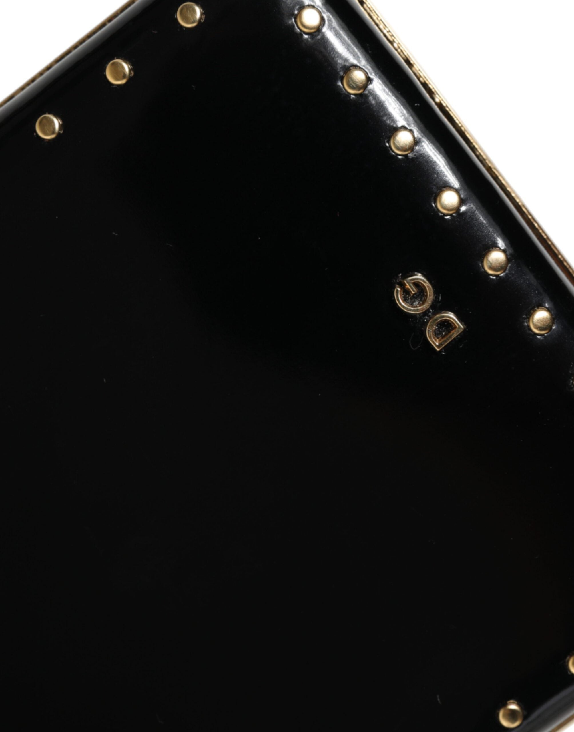 Dolce & Gabbana Borsa da sera a pochette in pelle nera con borchie e struttura dorata