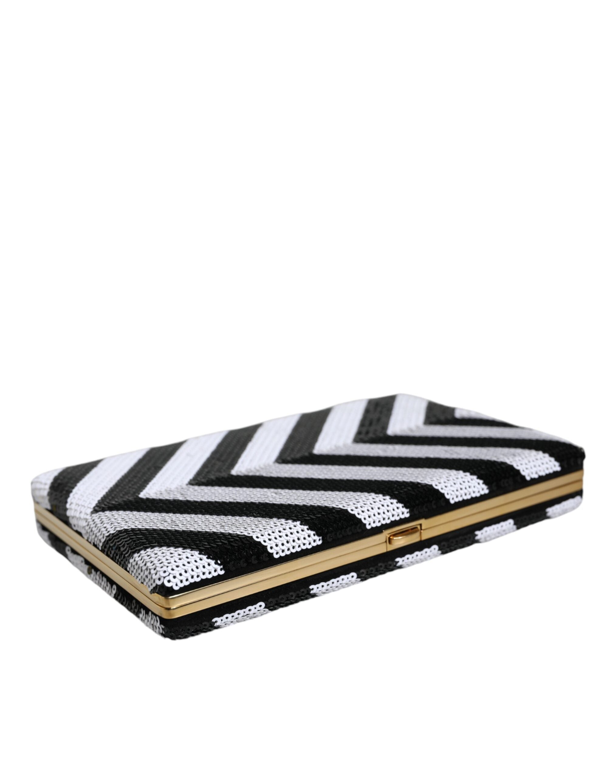 Borsa da sera/pochette Dolce & Gabbana con cornice oro, bianca e nera