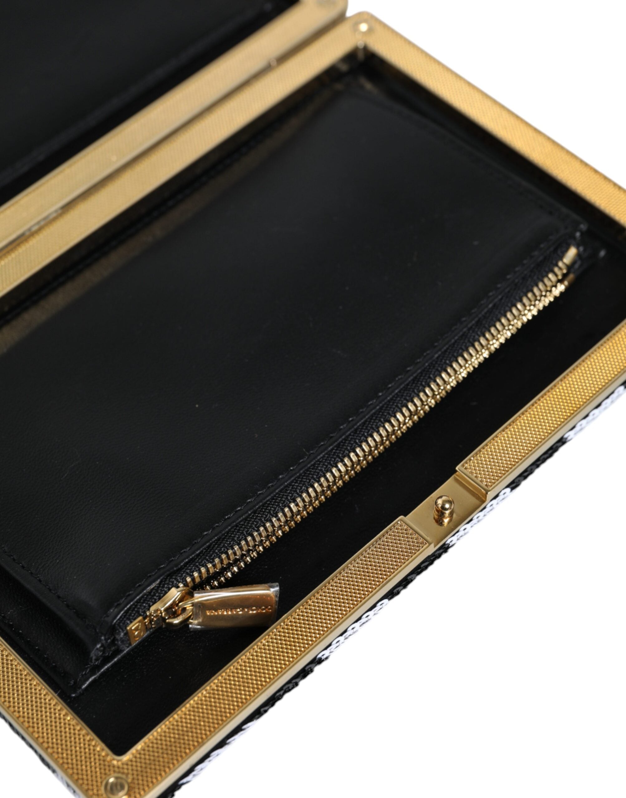 Borsa da sera/pochette Dolce & Gabbana con cornice oro, bianca e nera