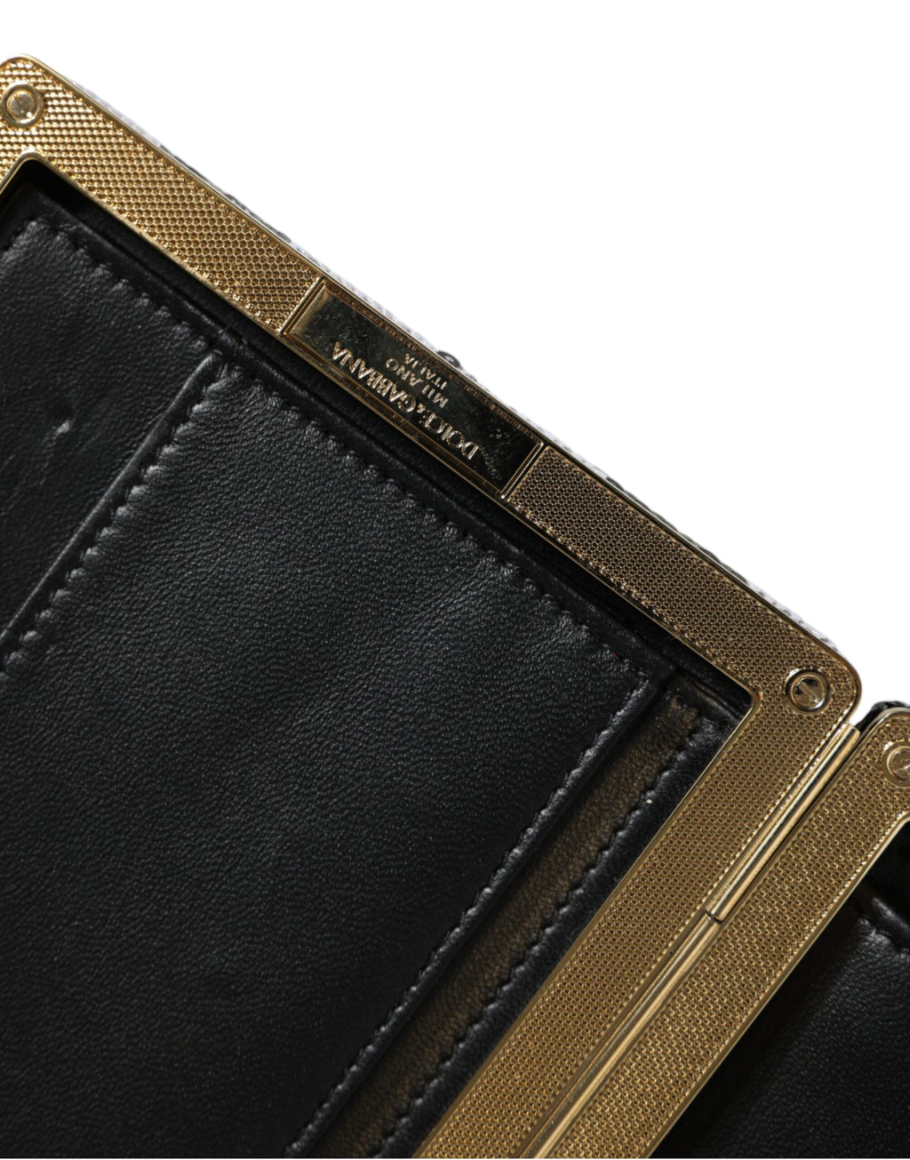 Borsa da sera/pochette Dolce & Gabbana con cornice oro, bianca e nera