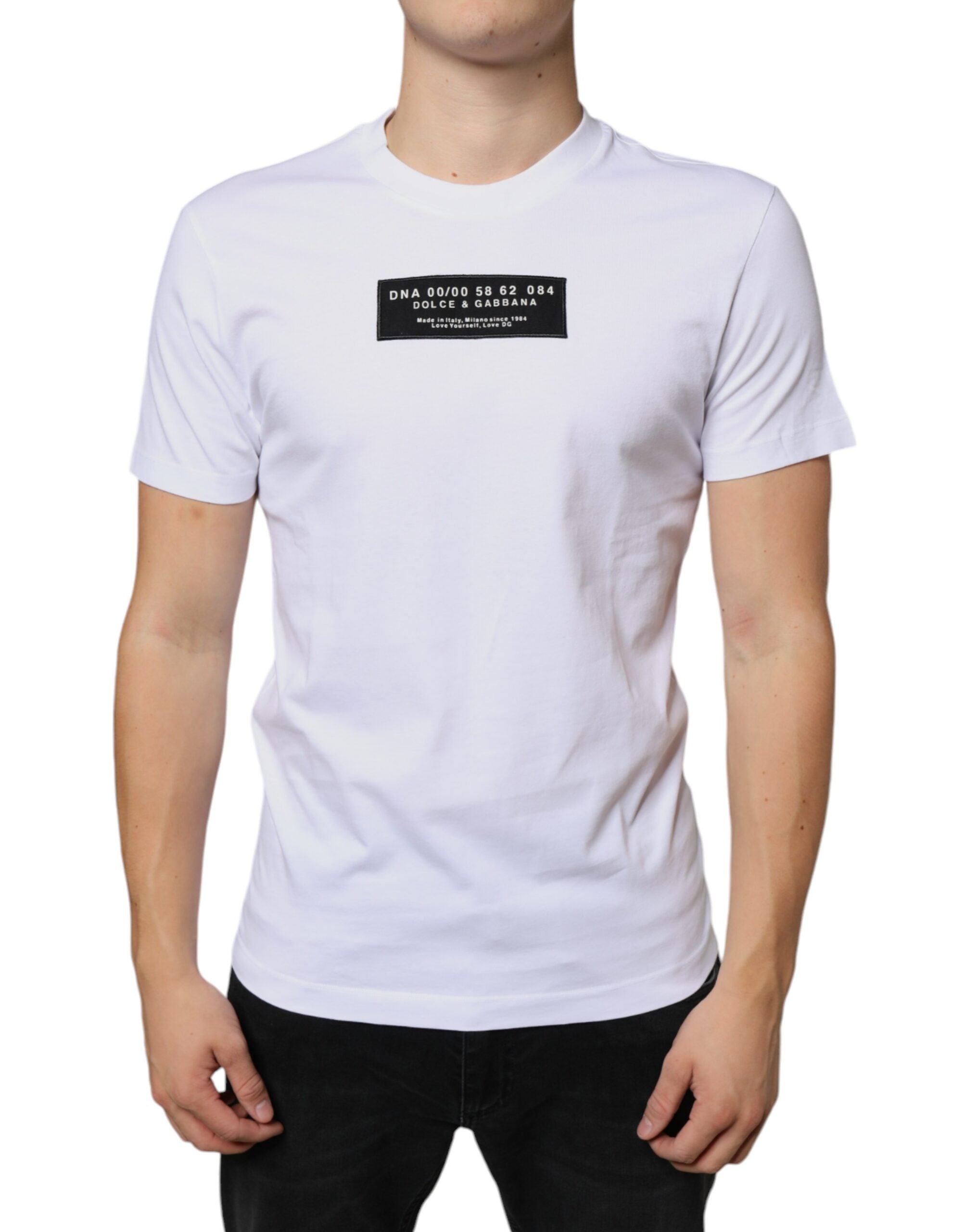 T-shirt casual Dolce & Gabbana in cotone bianco con applicazione DG