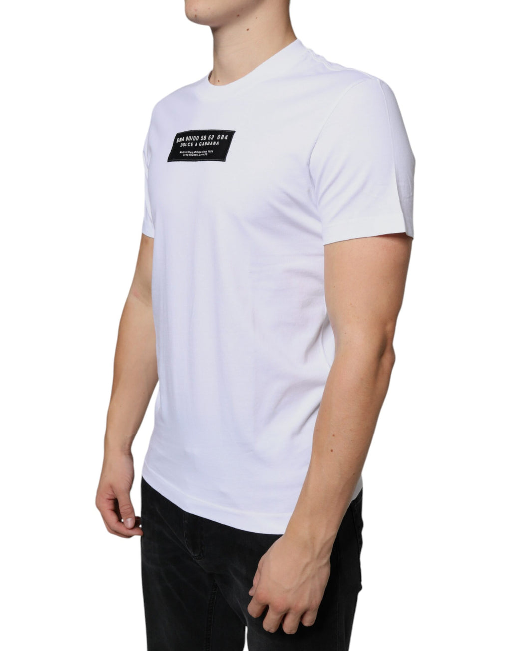 T-shirt casual Dolce & Gabbana in cotone bianco con applicazione DG
