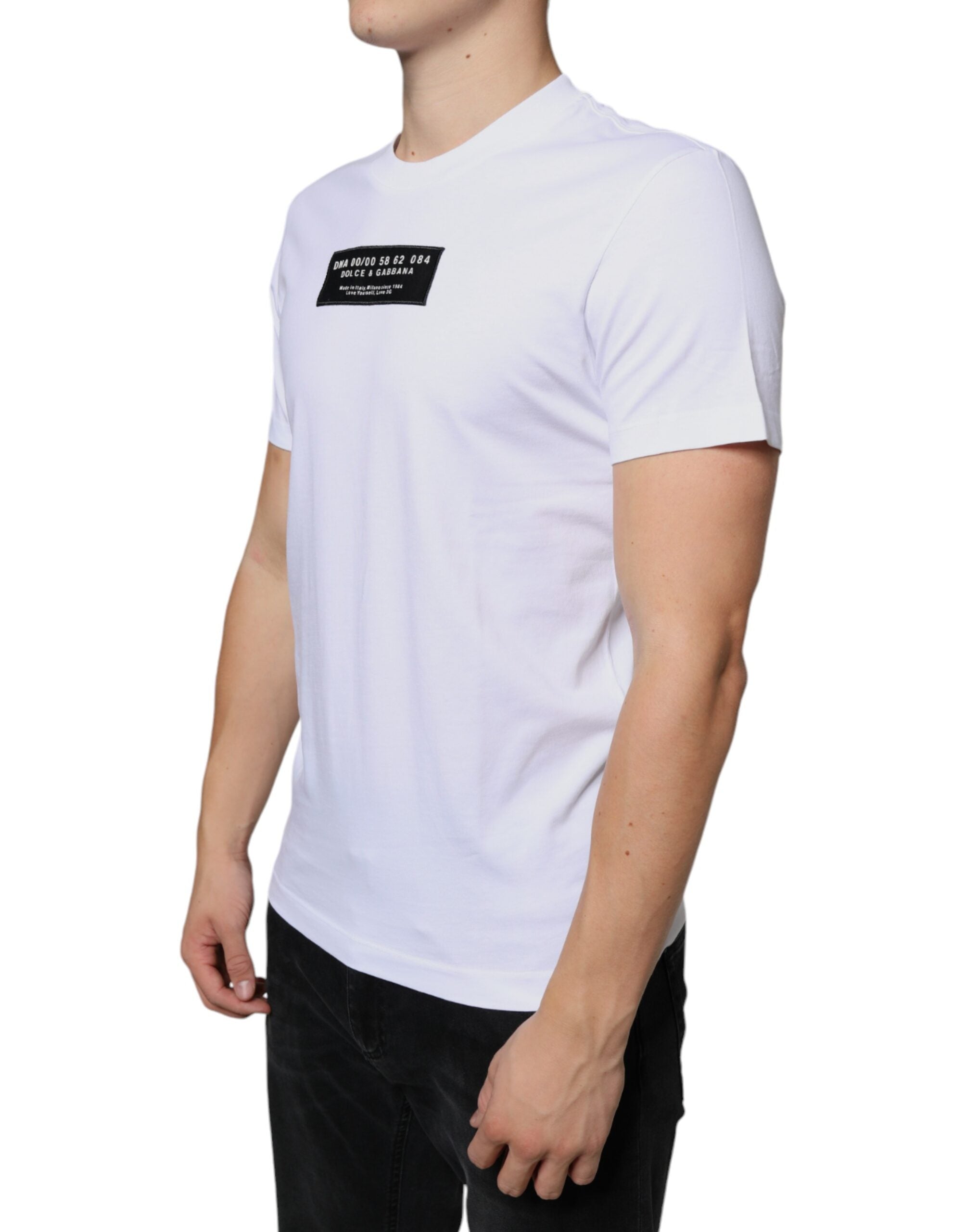 T-shirt casual Dolce & Gabbana in cotone bianco con applicazione DG