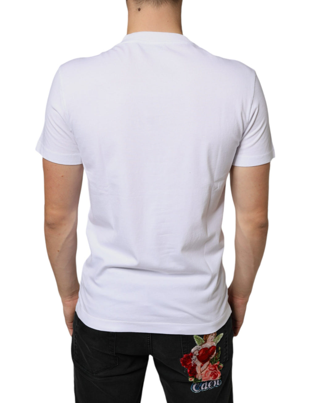 T-shirt casual Dolce & Gabbana in cotone bianco con applicazione DG