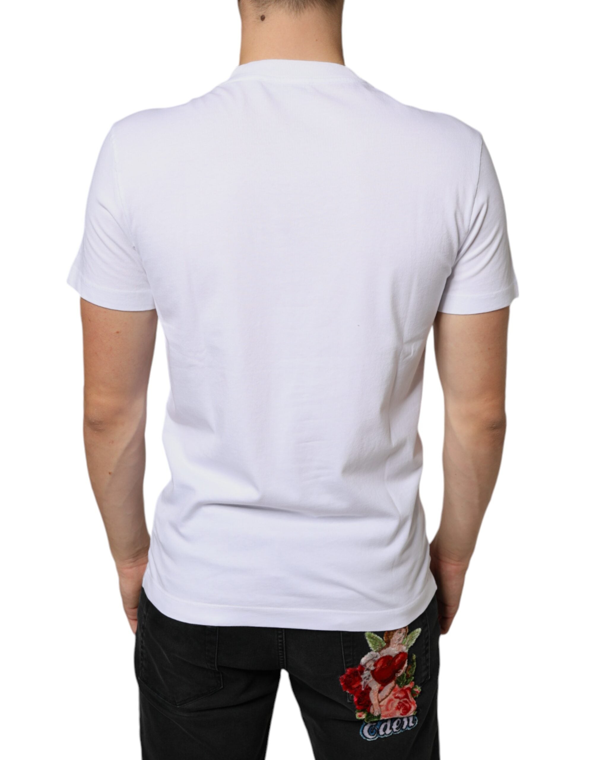 T-shirt casual Dolce & Gabbana in cotone bianco con applicazione DG