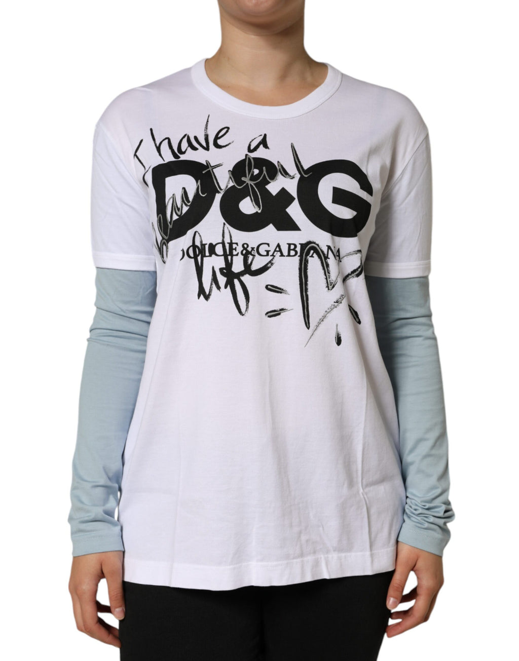 T-shirt Dolce & Gabbana in cotone bianco girocollo con stampa logo