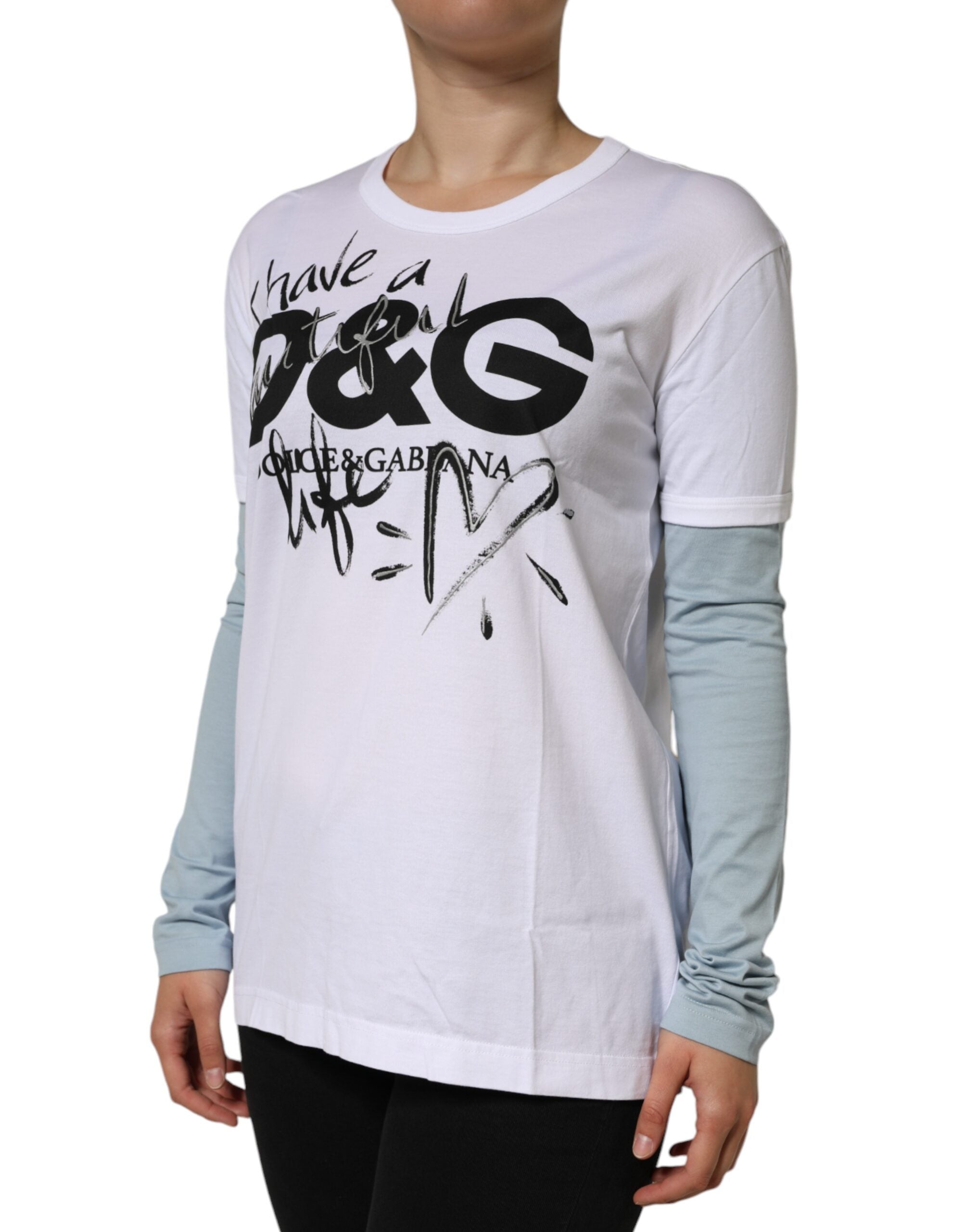 T-shirt Dolce & Gabbana in cotone bianco girocollo con stampa logo