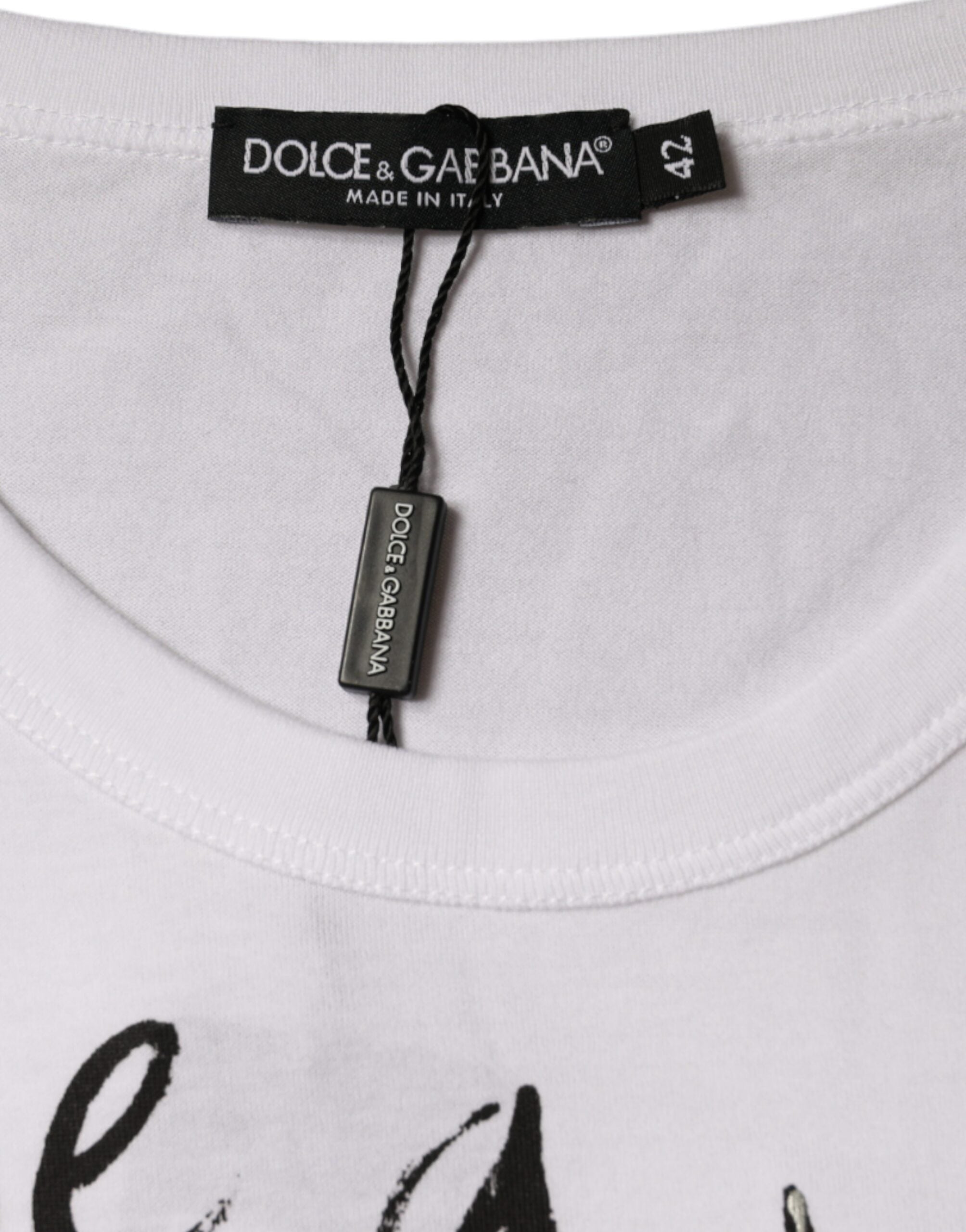 T-shirt Dolce & Gabbana in cotone bianco girocollo con stampa logo