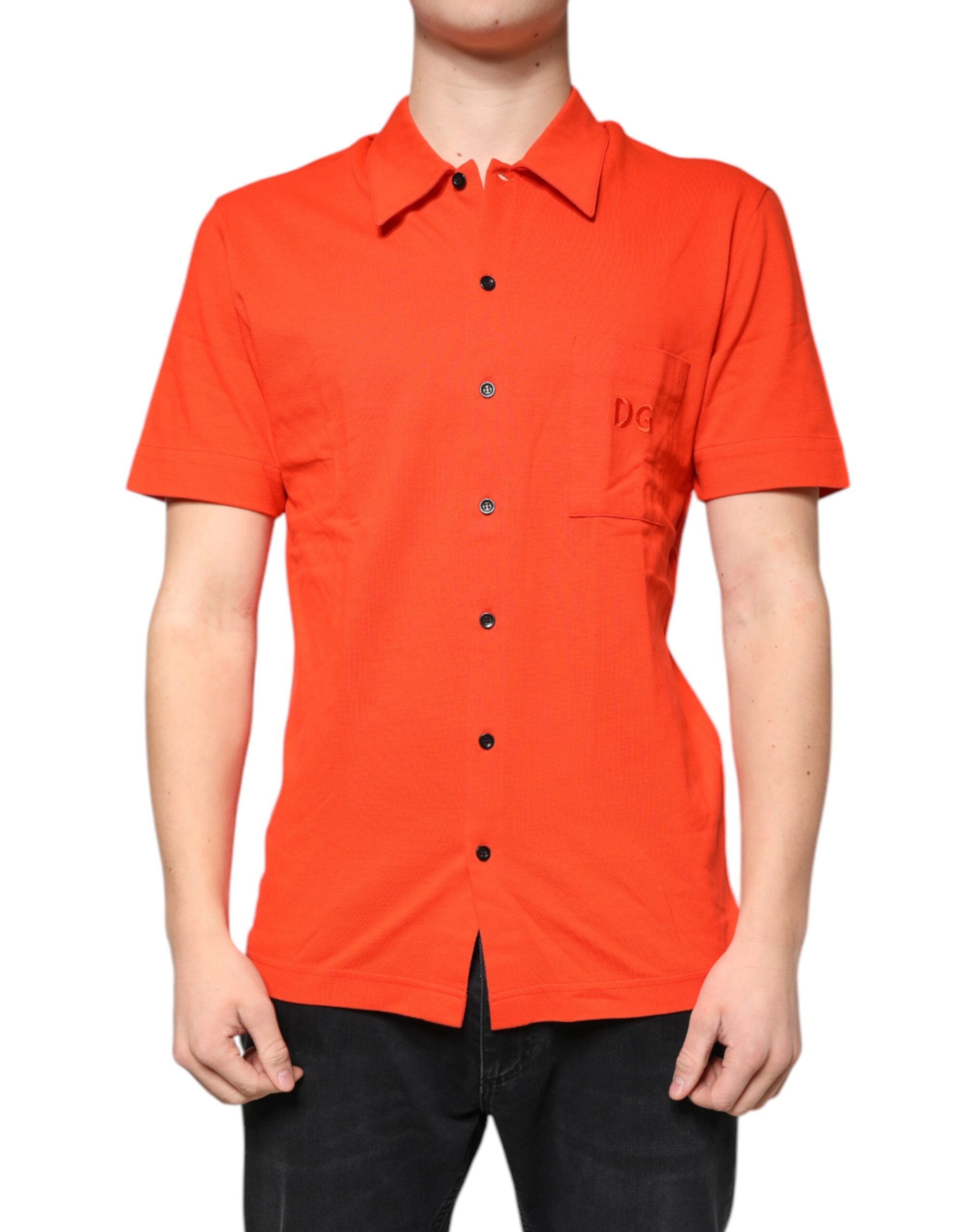 Polo casual Dolce & Gabbana in cotone arancione con bottoni