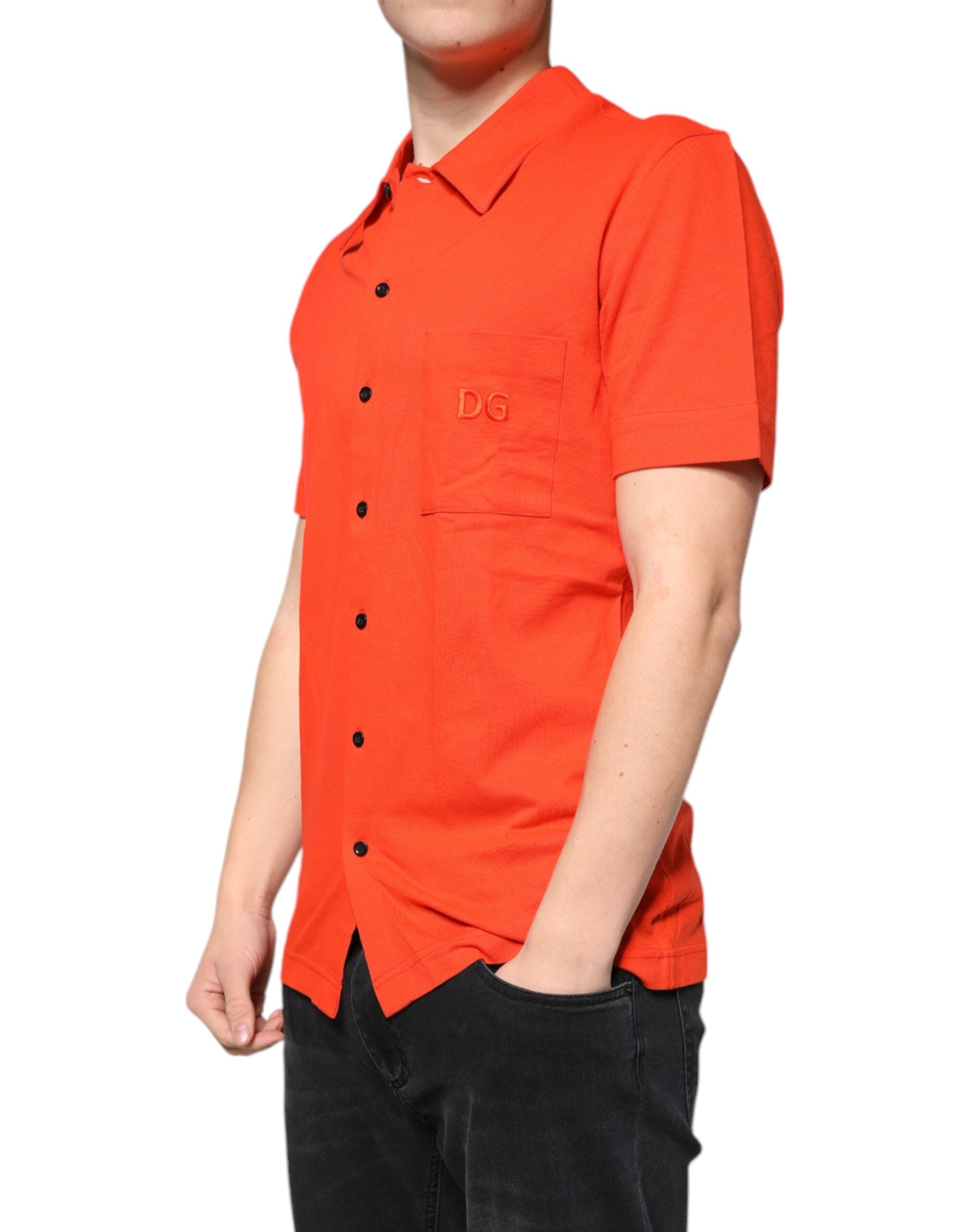 Polo casual Dolce & Gabbana in cotone arancione con bottoni