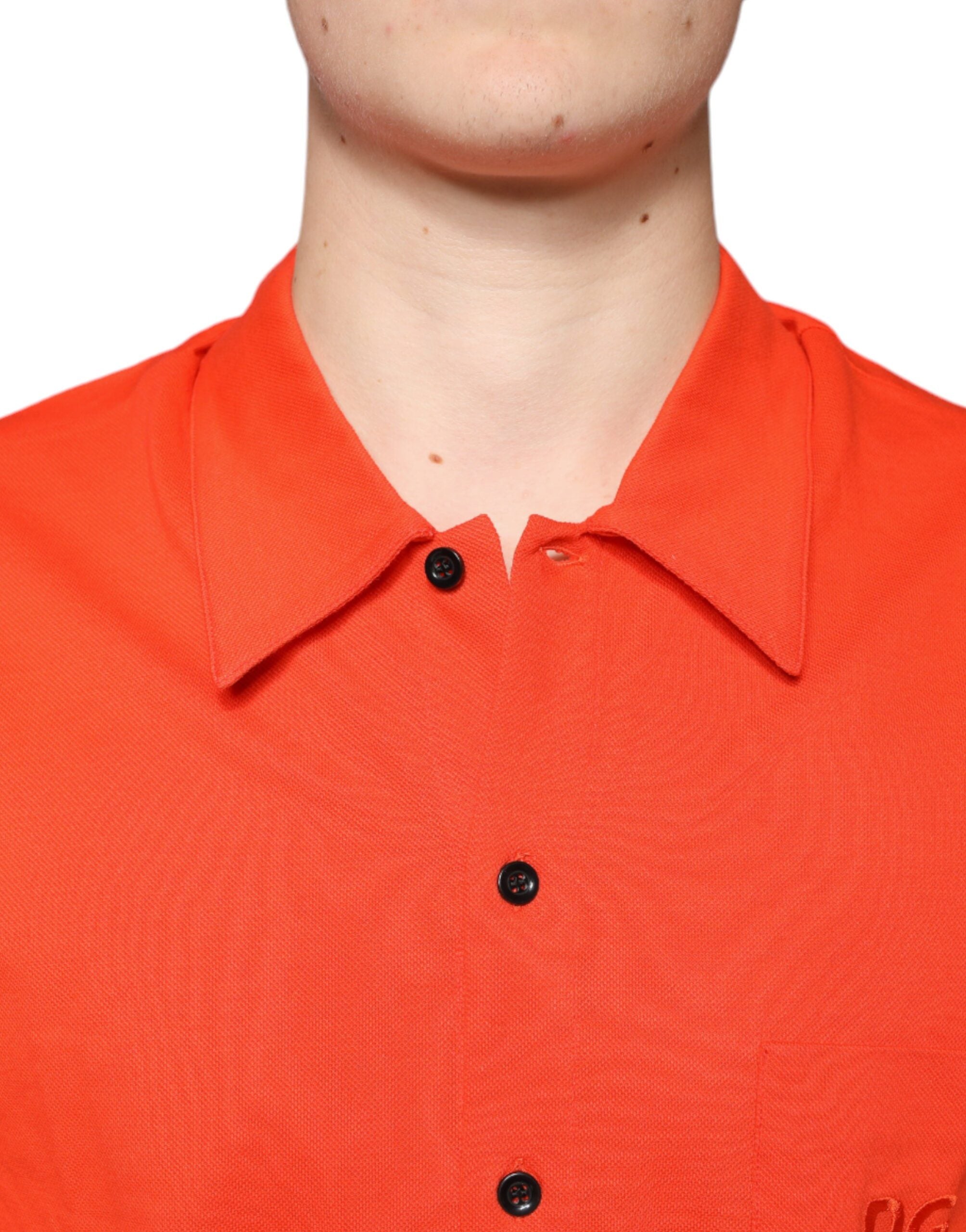 Polo casual Dolce & Gabbana in cotone arancione con bottoni
