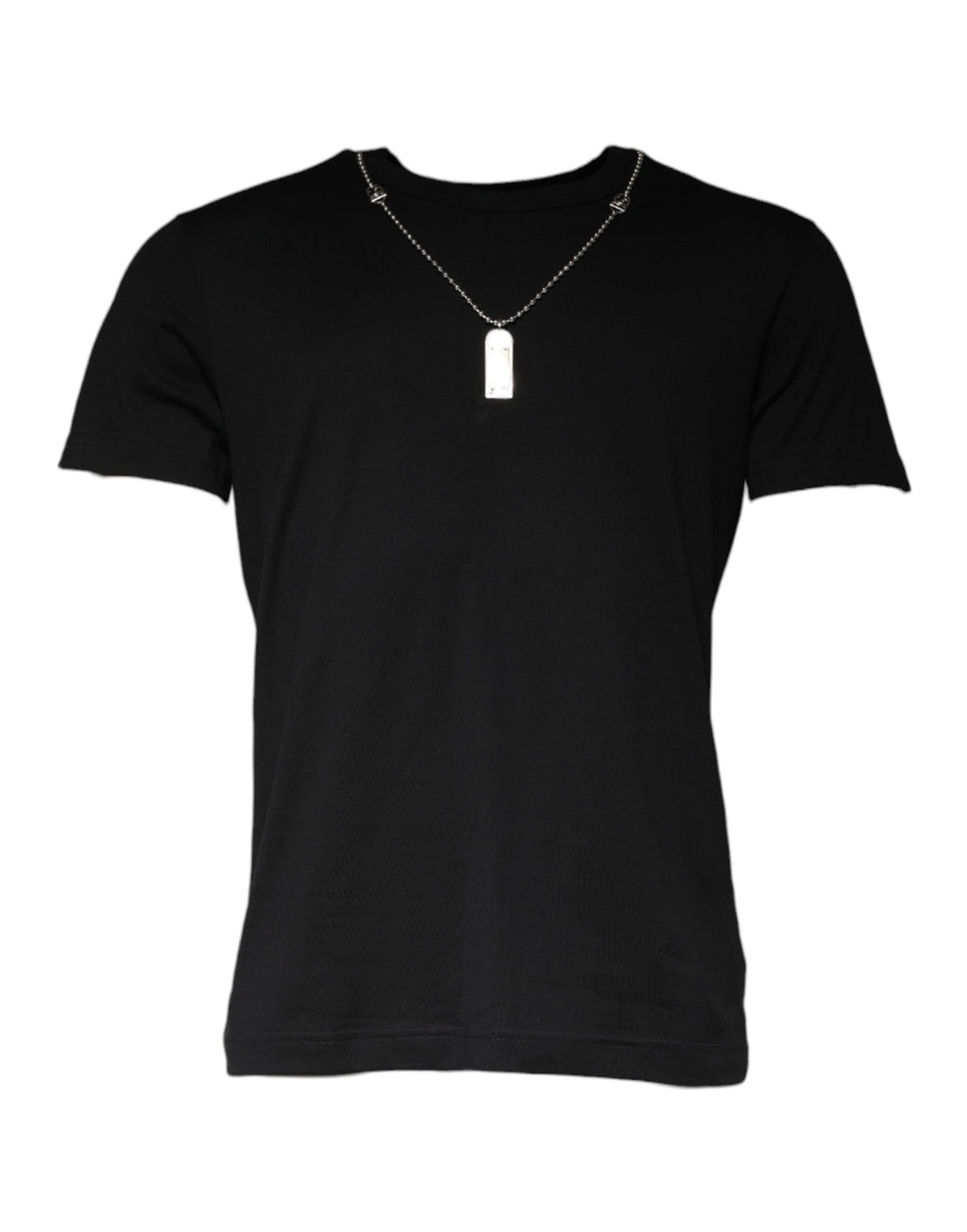 T-shirt Dolce & Gabbana nera in cotone con collana decorativa