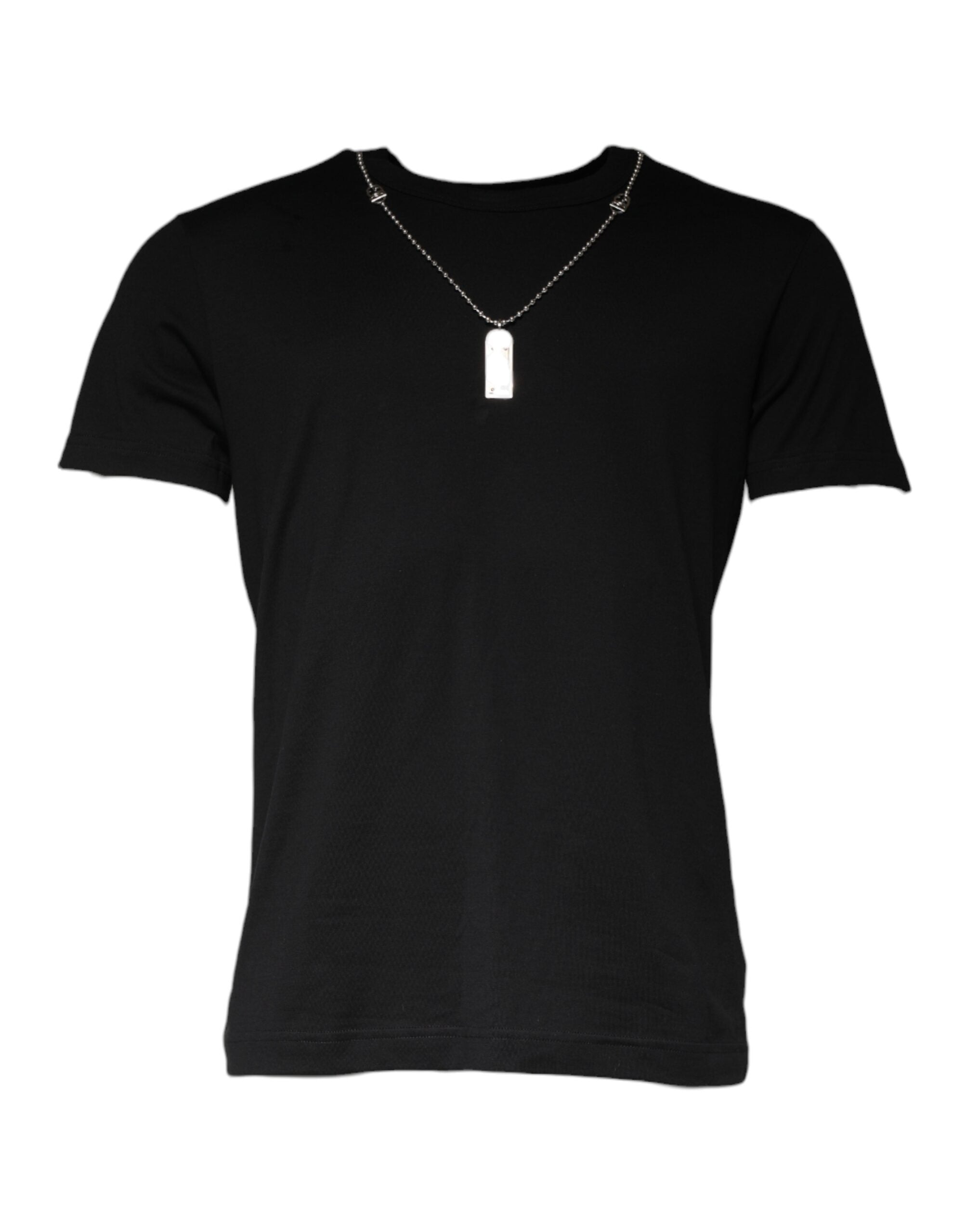 T-shirt Dolce & Gabbana nera in cotone con collana decorativa