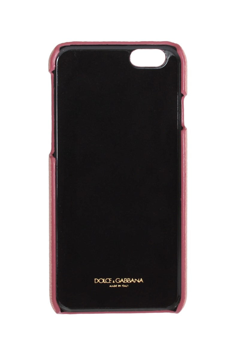 Custodia per telefono Dolce & Gabbana in pelle rosa a cuore con cristalli