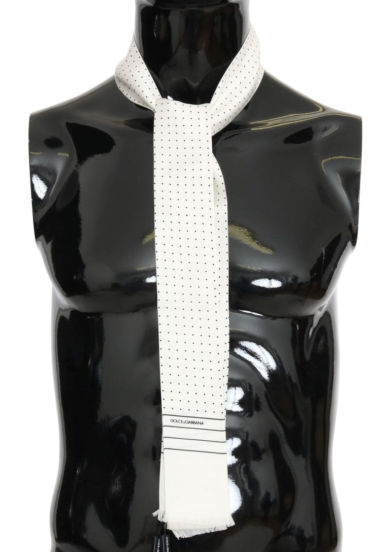 Sciarpa skinny in seta bianca a pois Dolce & Gabbana