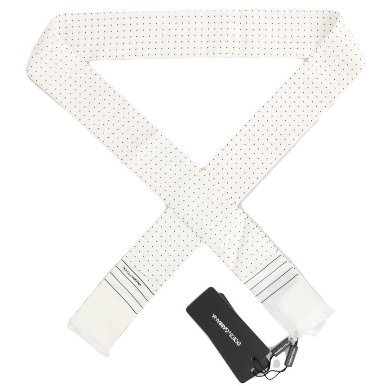 Sciarpa skinny in seta bianca a pois Dolce & Gabbana