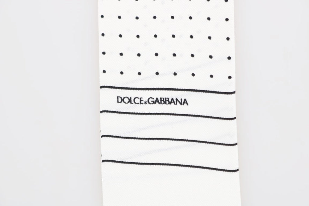 Sciarpa skinny in seta bianca a pois Dolce & Gabbana