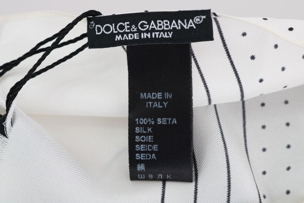 Sciarpa skinny in seta bianca a pois Dolce & Gabbana