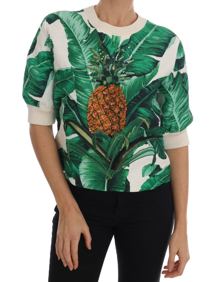Maglione girocollo Dolce & Gabbana con paillettes a forma di ananas e banana