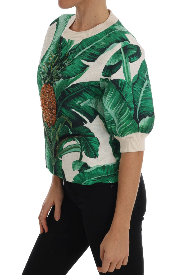 Maglione girocollo Dolce & Gabbana con paillettes a forma di ananas e banana