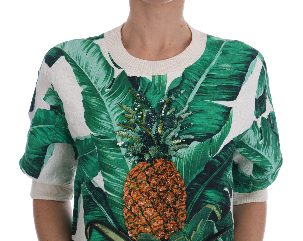 Maglione girocollo Dolce & Gabbana con paillettes a forma di ananas e banana
