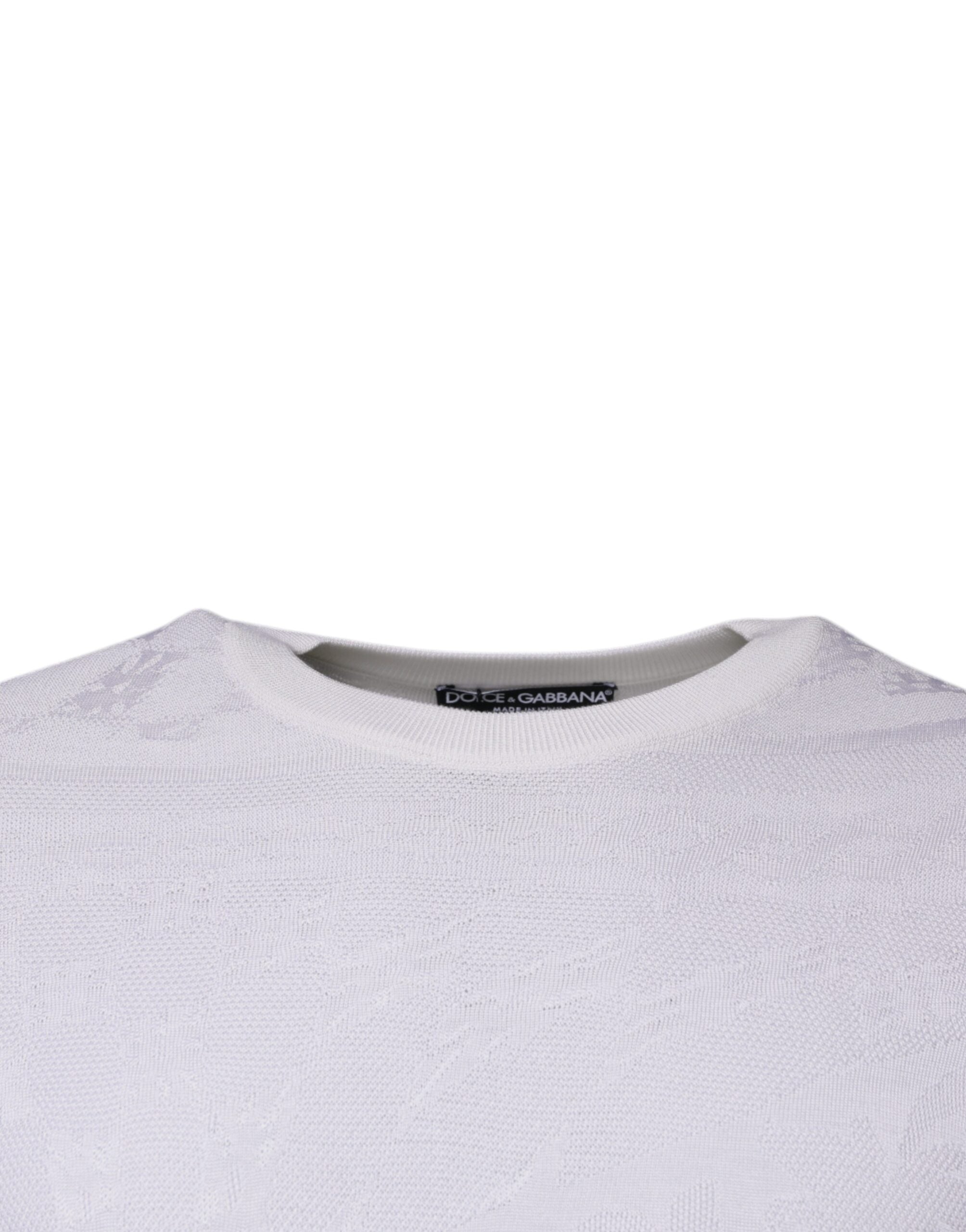 Maglione da uomo Dolce & Gabbana girocollo in seta bianca