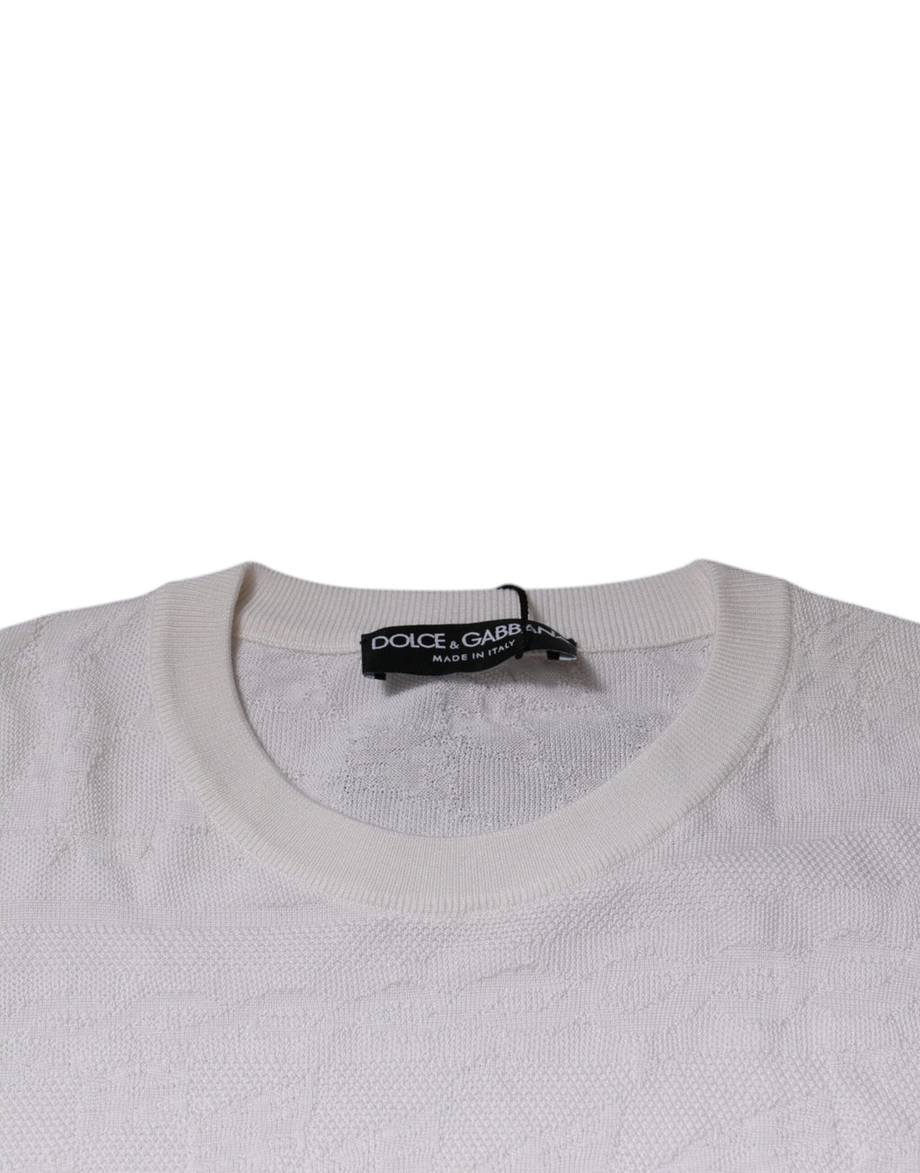 Maglione da uomo Dolce & Gabbana girocollo in seta bianca