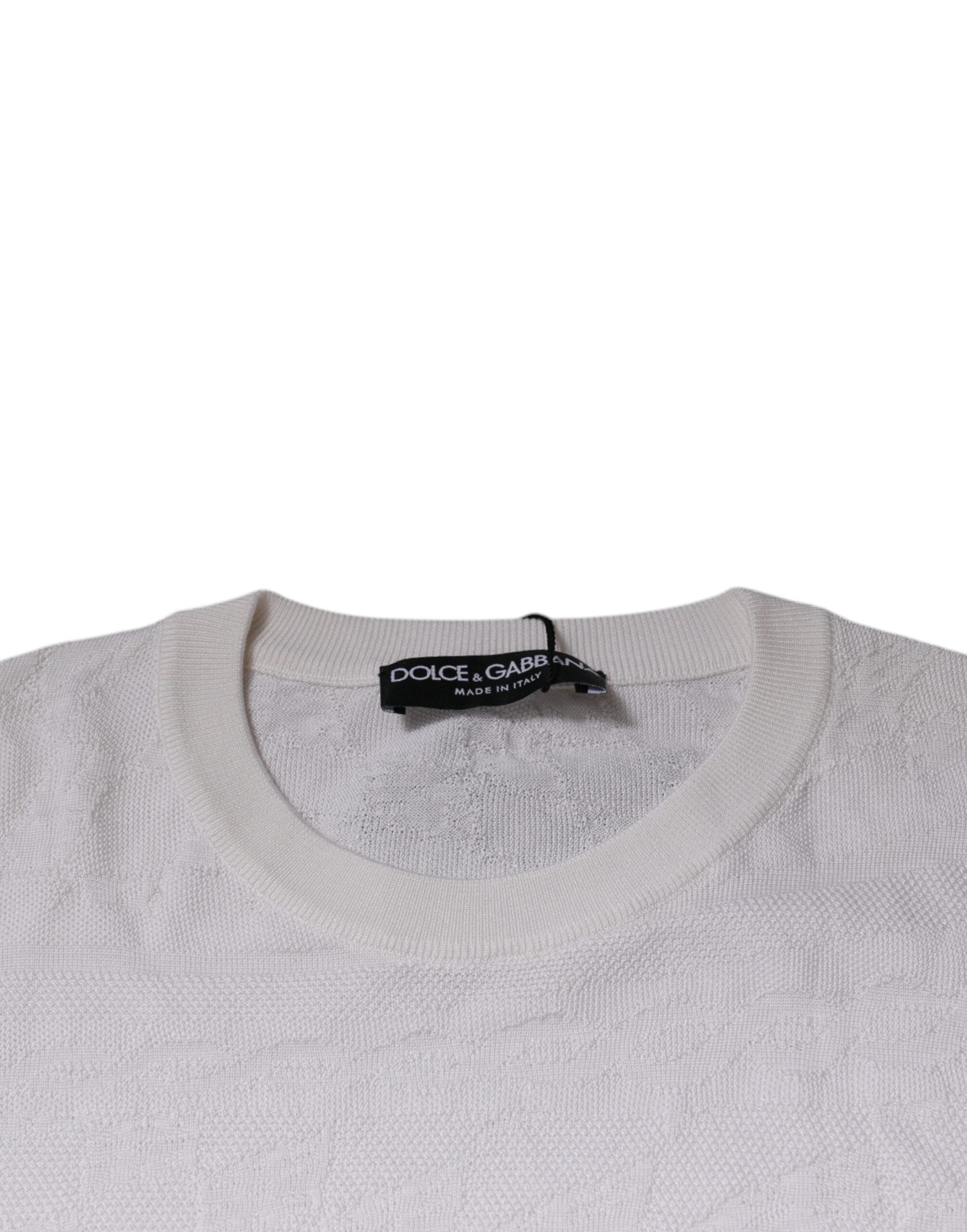 Maglione da uomo Dolce & Gabbana girocollo in seta bianca