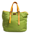 Borsa tote a tracolla Dolce & Gabbana in nylon verde imbottito con placca logo