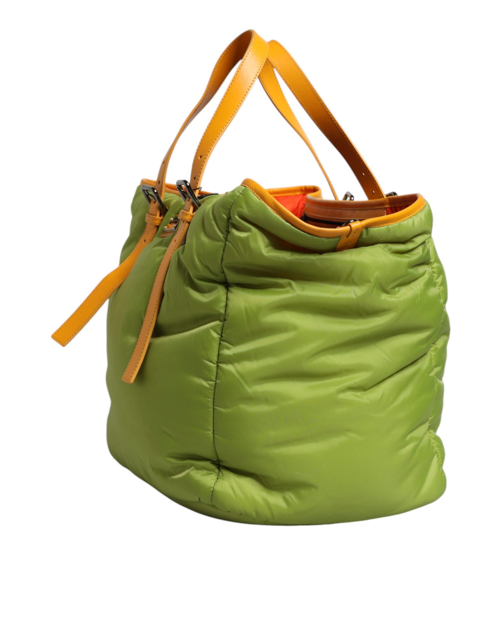 Borsa tote a tracolla Dolce & Gabbana in nylon verde imbottito con placca logo