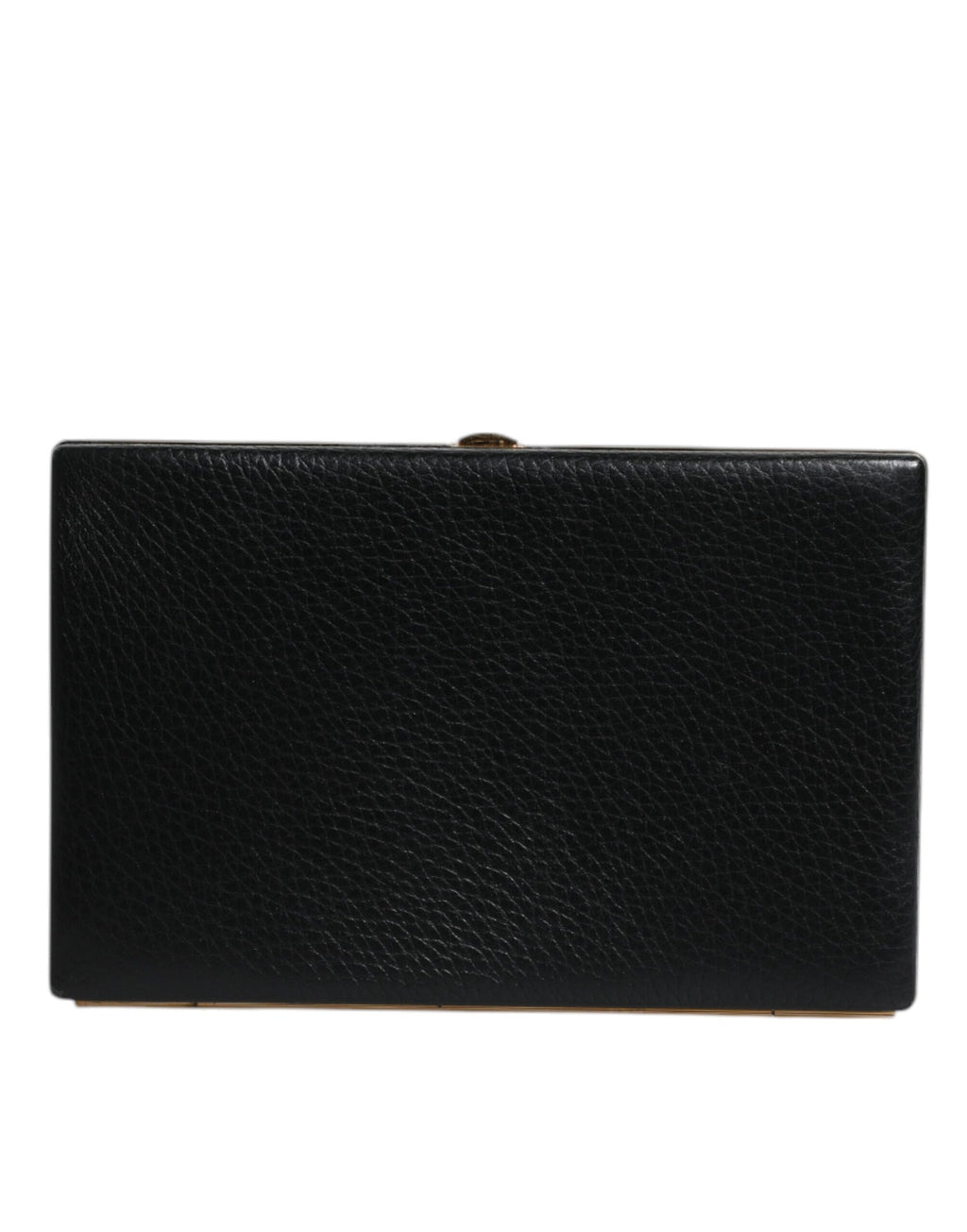 Dolce & Gabbana Borsa Clutch da Sera in Pelle Nera con Cornice Dorata