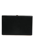 Dolce & Gabbana Borsa Clutch da Sera in Pelle Nera con Cornice Dorata