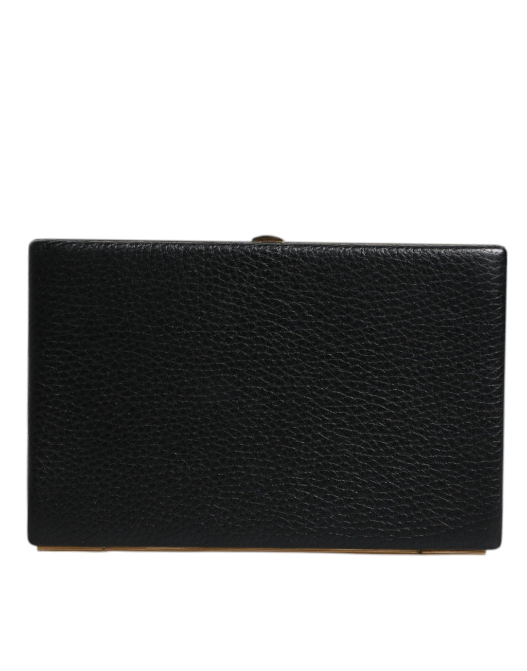 Dolce & Gabbana Borsa Clutch da Sera in Pelle Nera con Cornice Dorata