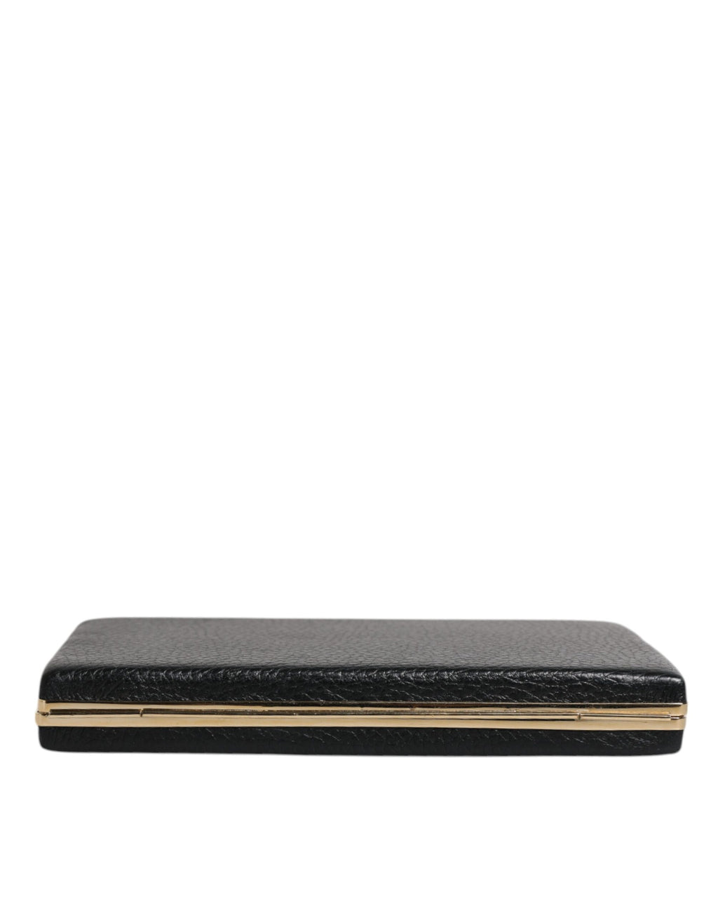 Dolce & Gabbana Borsa Clutch da Sera in Pelle Nera con Cornice Dorata
