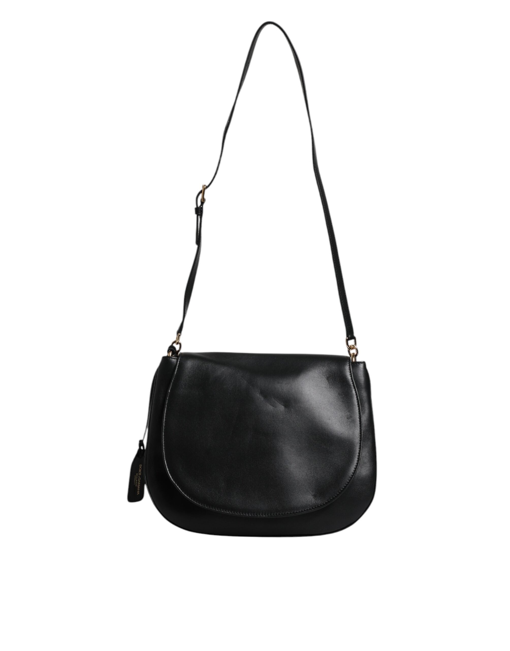 Borsa a tracolla Dolce & Gabbana in pelle nera con patta