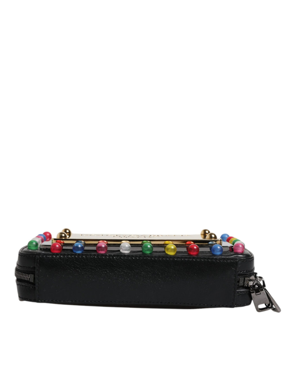 Clutch con Cinturino da Polso con Logo a LED Dolce & Gabbana in Pelle Nera