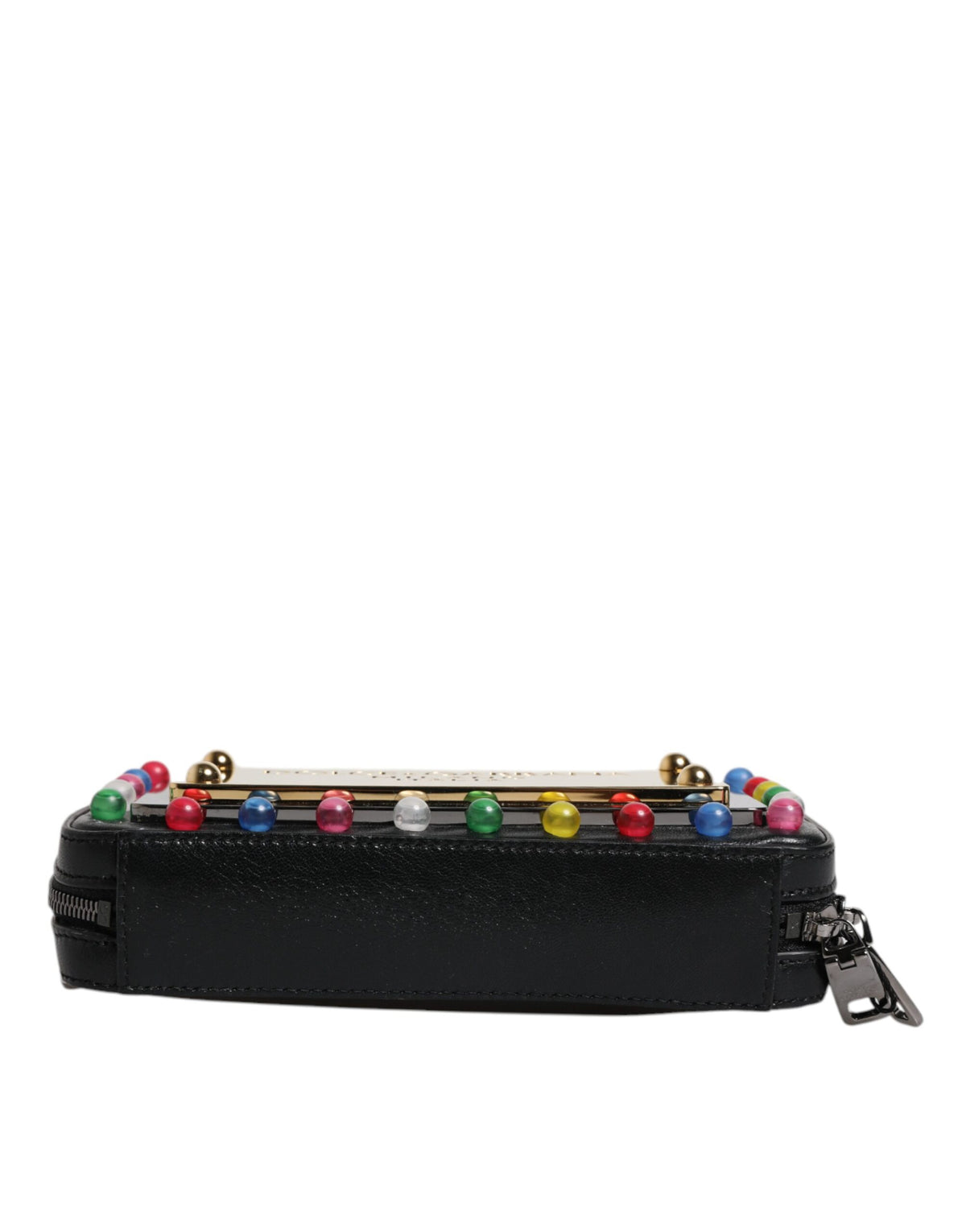 Clutch con Cinturino da Polso con Logo a LED Dolce & Gabbana in Pelle Nera