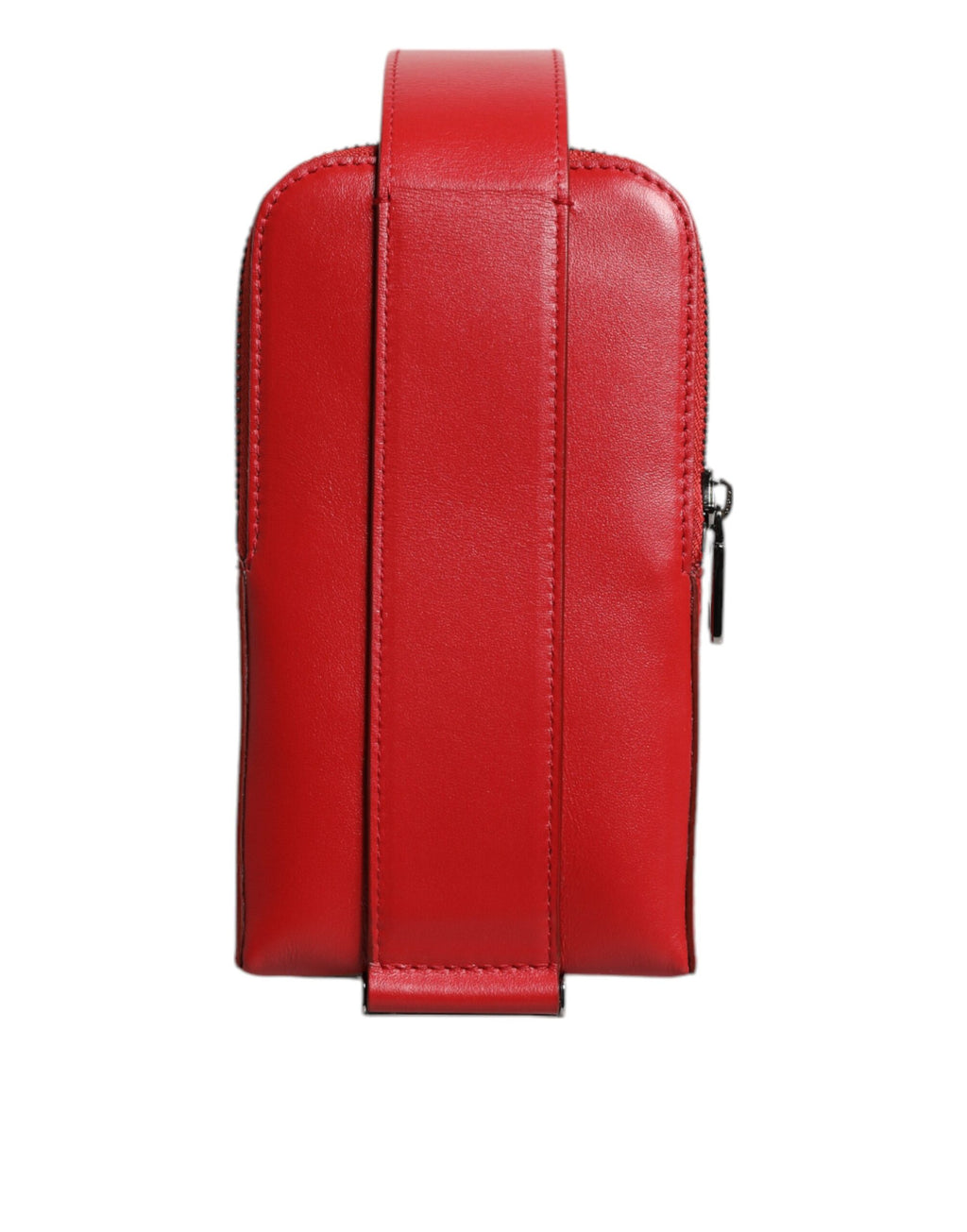 Portacarte con cerniera, logo e tracolla larga in pelle rossa Dolce & Gabbana