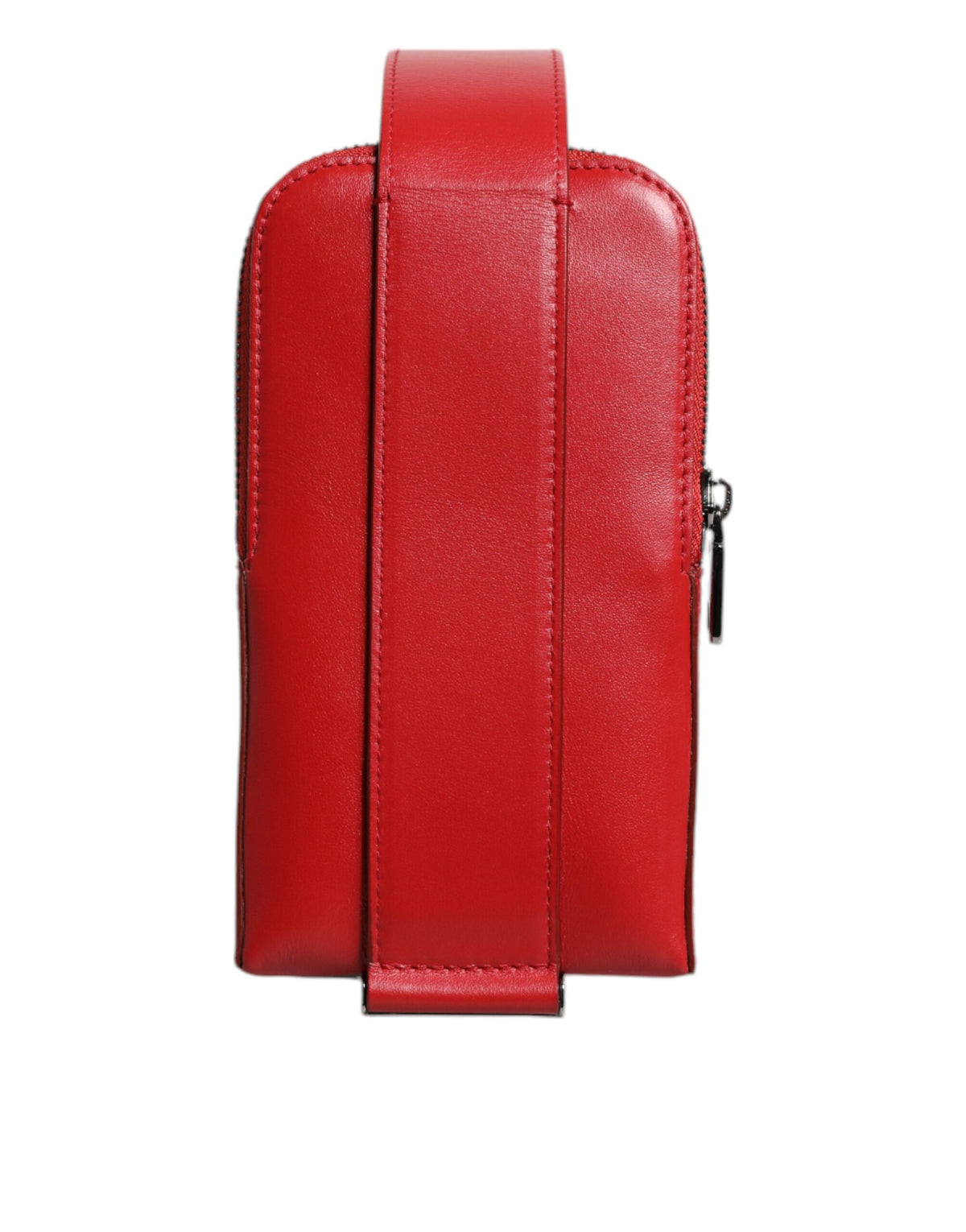 Portacarte con cerniera, logo e tracolla larga in pelle rossa Dolce & Gabbana