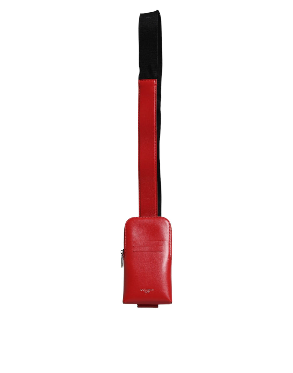 Portacarte con cerniera, logo e tracolla larga in pelle rossa Dolce & Gabbana