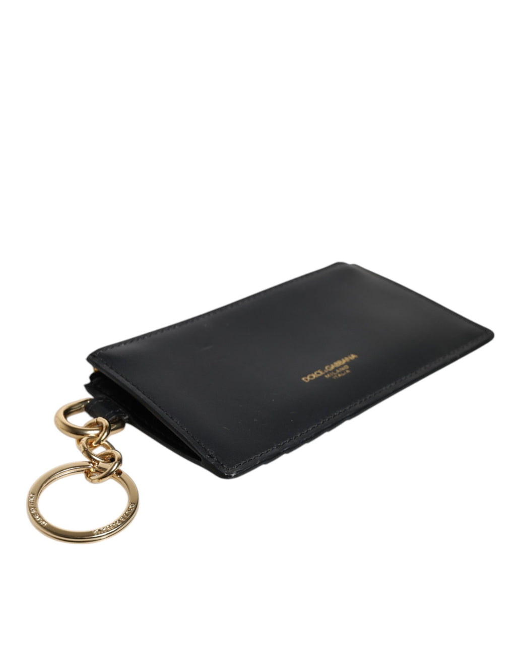 Portacarte Dolce & Gabbana in pelle di vitello nera con logo DG