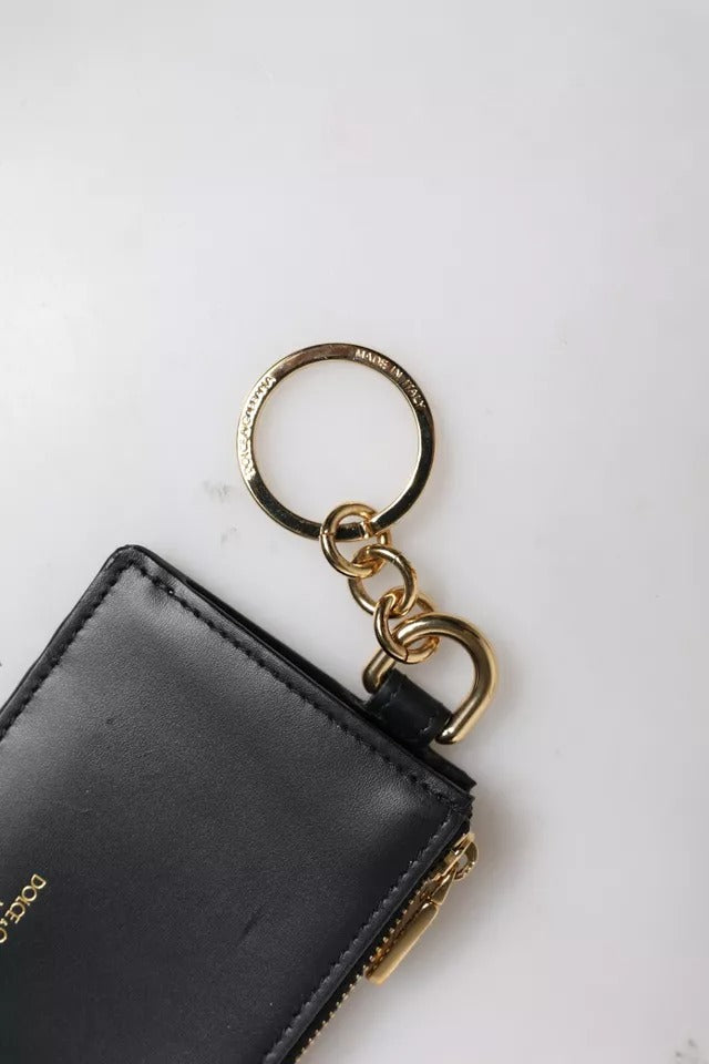 Portacarte Dolce & Gabbana in pelle di vitello nera con logo DG