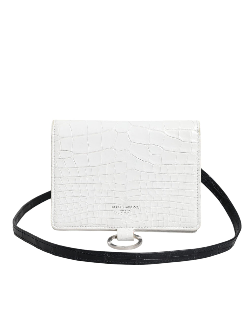 Dolce & Gabbana Portafoglio Bifold con tracolla in pelle bianca e blu