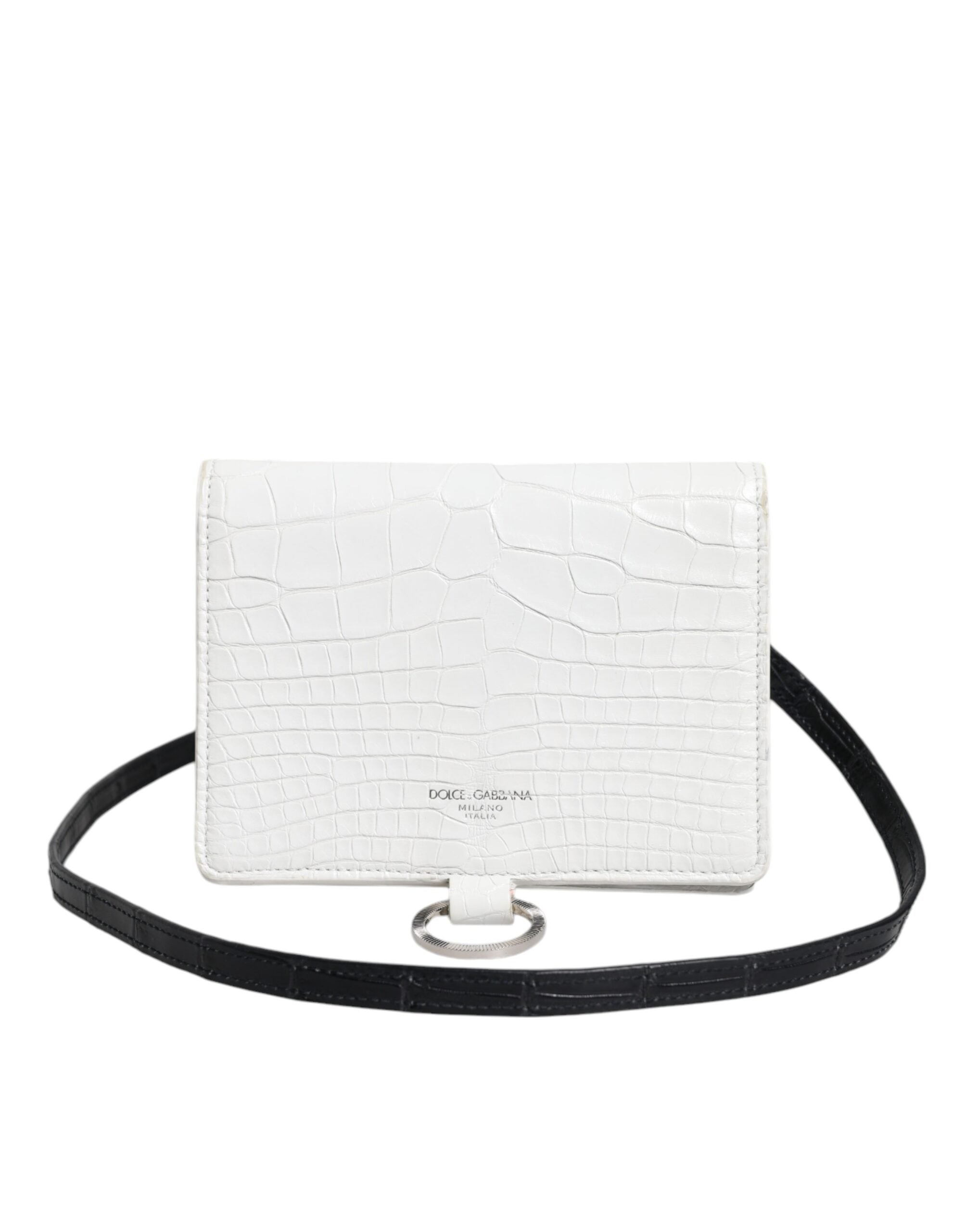 Dolce & Gabbana Portafoglio Bifold con tracolla in pelle bianca e blu