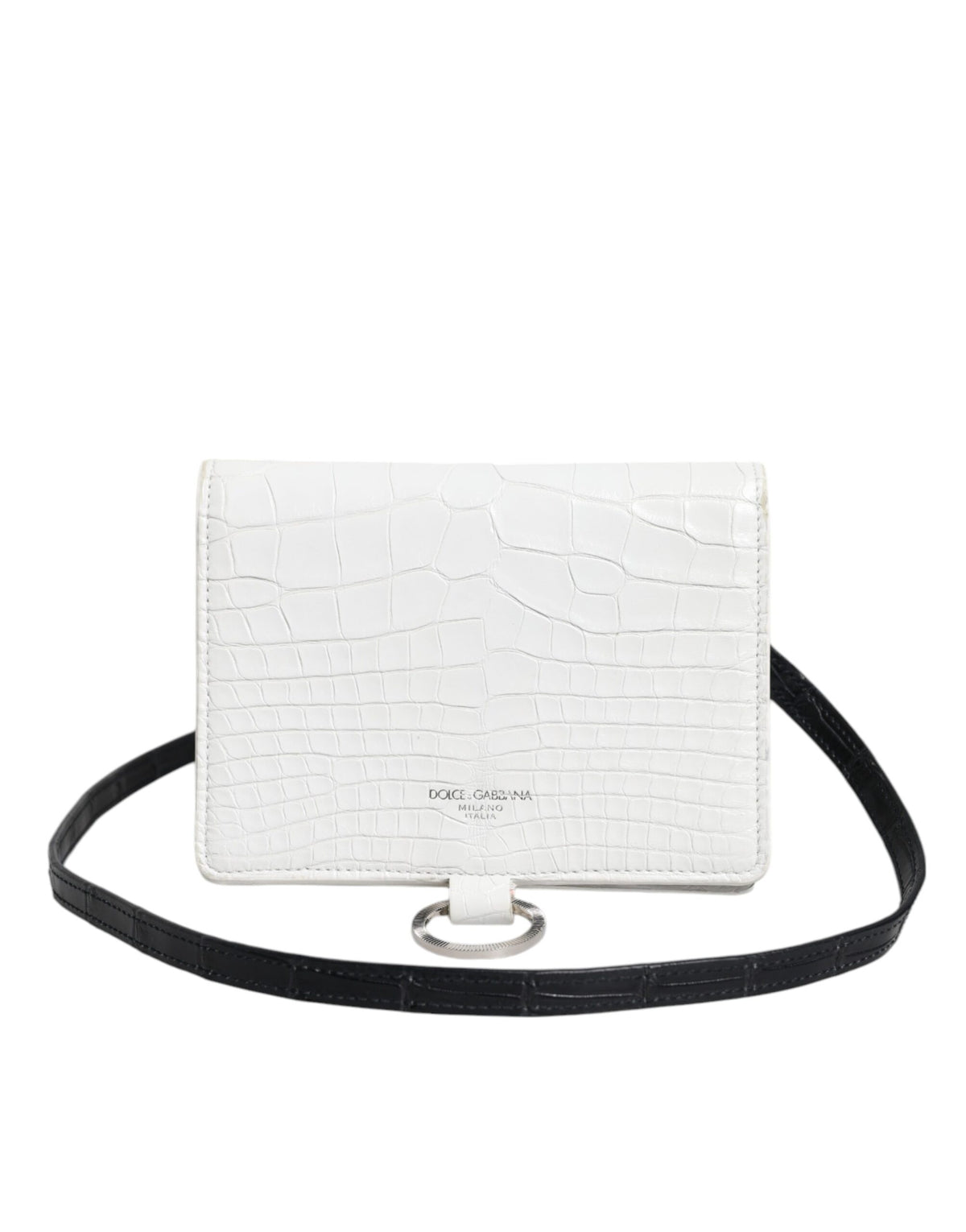 Dolce & Gabbana Portafoglio Bifold con tracolla in pelle bianca e blu