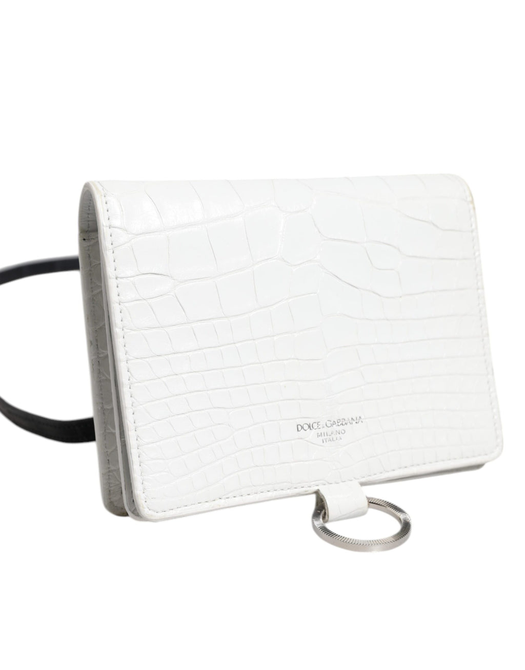 Dolce & Gabbana Portafoglio Bifold con tracolla in pelle bianca e blu