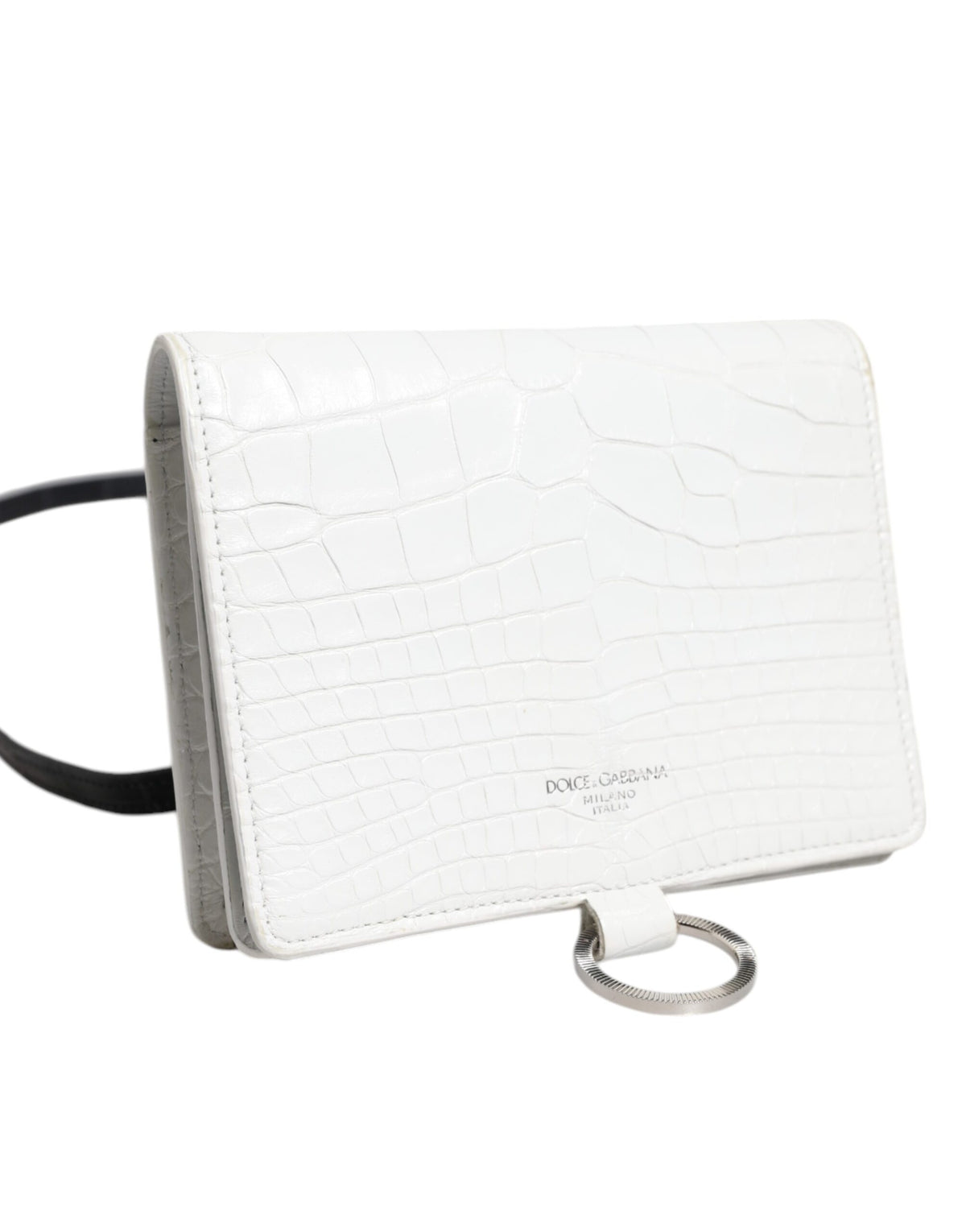 Dolce & Gabbana Portafoglio Bifold con tracolla in pelle bianca e blu