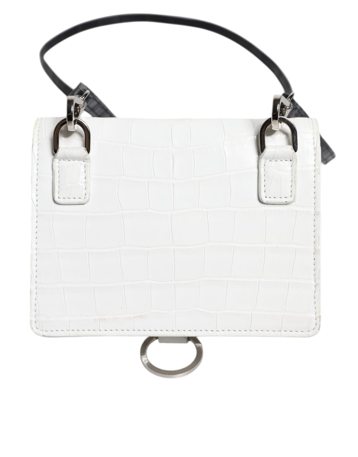 Dolce & Gabbana Portafoglio Bifold con tracolla in pelle bianca e blu