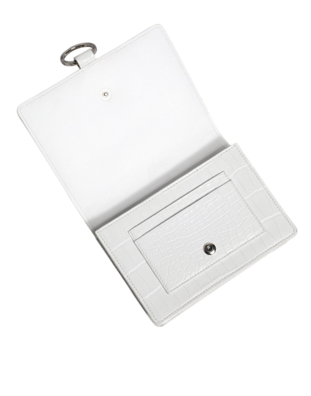 Dolce & Gabbana Portafoglio Bifold con tracolla in pelle bianca e blu