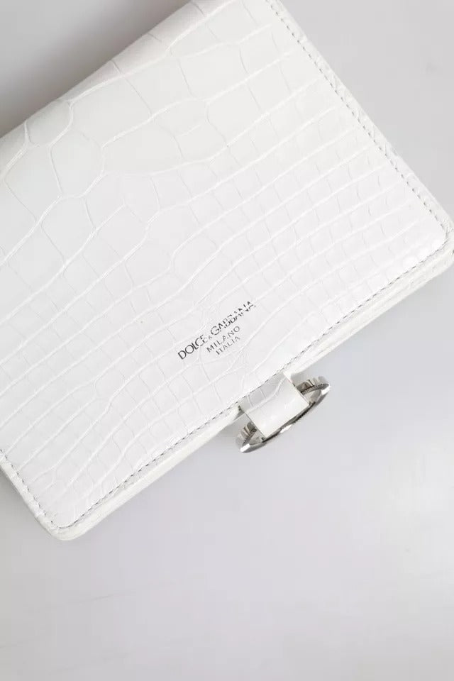 Dolce & Gabbana Portafoglio Bifold con tracolla in pelle bianca e blu
